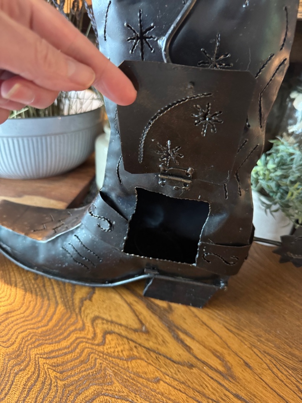 KARL VIDSTRAND Metal Southwest Cowboy Candle Holder Boot Decor w/candles &votive - Picture 4 of 13